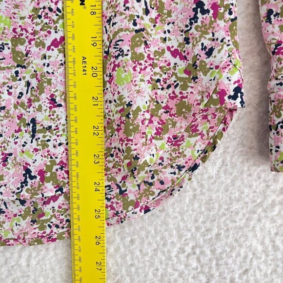 Ann Taylor Pink Floral Print Button-Up Shirt Womens Long Sleeve Collared Size 0 - Picture 7 of 13